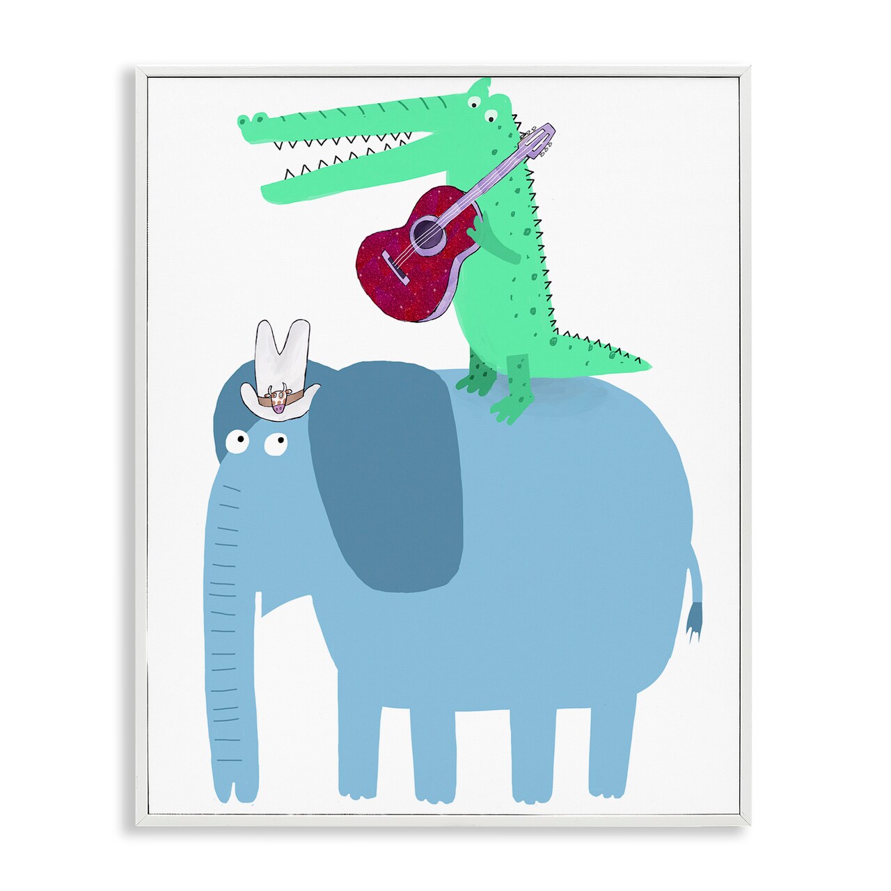 Stupell Industries Elephant & Alligator with Acoustic Guitar Framed Giclee By Carla Daly
